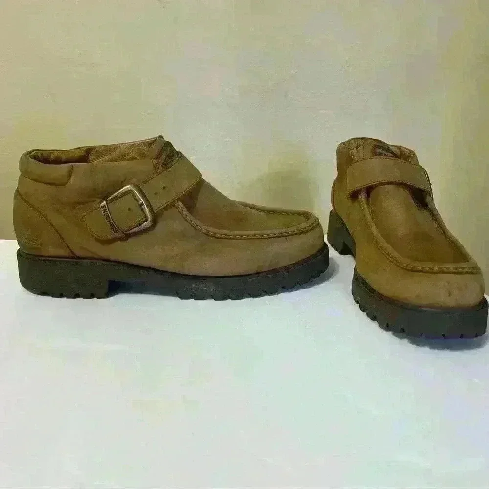 Skechers Mens Regulators Takeover Strap Loafers Wheat Tan Leather Size 10.5